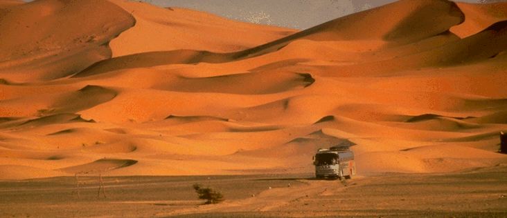 ABeR Bus in the Saharan Desert of Morocco